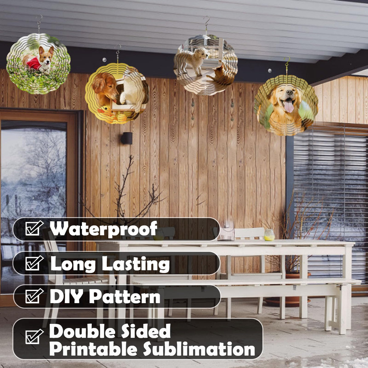 Veramz 5Pcs 8" Sublimation Wind Spinner Blanks Round Wind Spinner Sublimation Blanks 3D Aluminum Hanging Indoor Outdoor Garden Lawn Yard Decoration for Heat Press Transfer Sublimation Blank Veramz