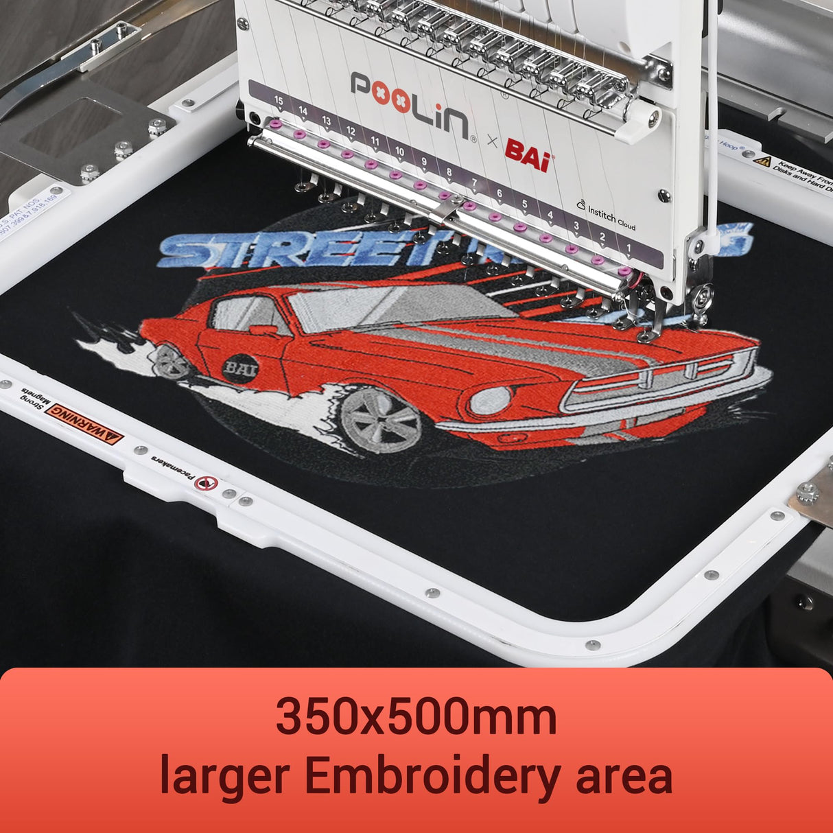 POOLIN The Mirror Multi Needles Commercial Embroidery Machine with Auto Color Change, 13.8x19.7 Inch Embroidery Area, WiFi Transfer, Includes All Accessories for Hats, T-Shirts & Hoodies Poolin