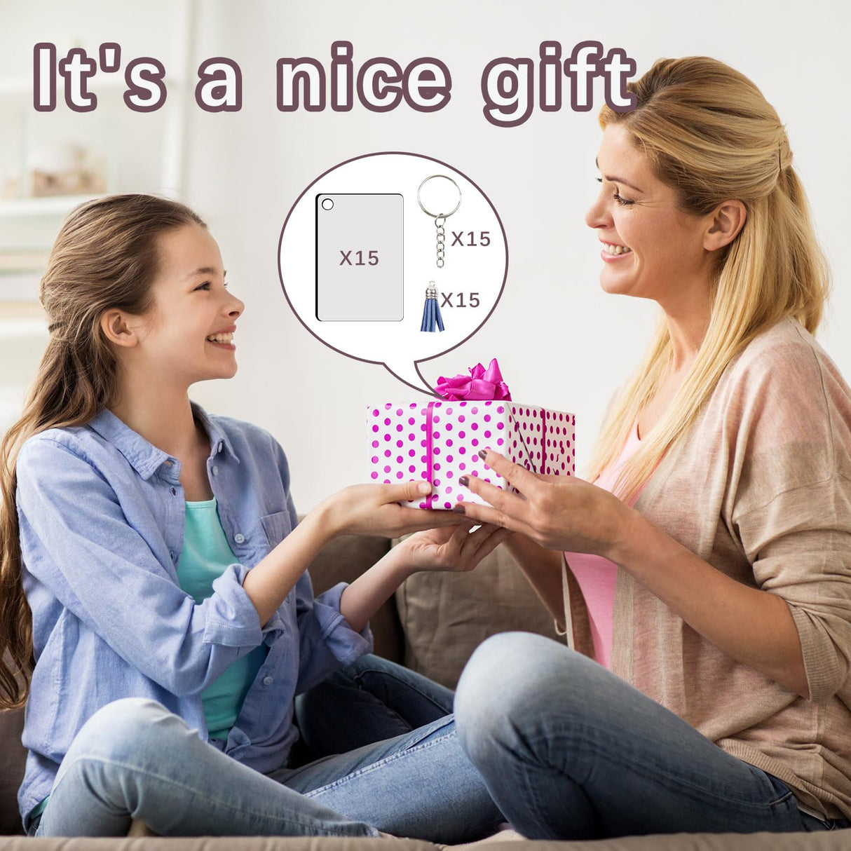 AiDiYGECO 15 PCS sublimation keychain blanks with Tassels Double Sided MDF sublimation keychains blanks bulk (WHITE, Rectangular) AiDiYGECO