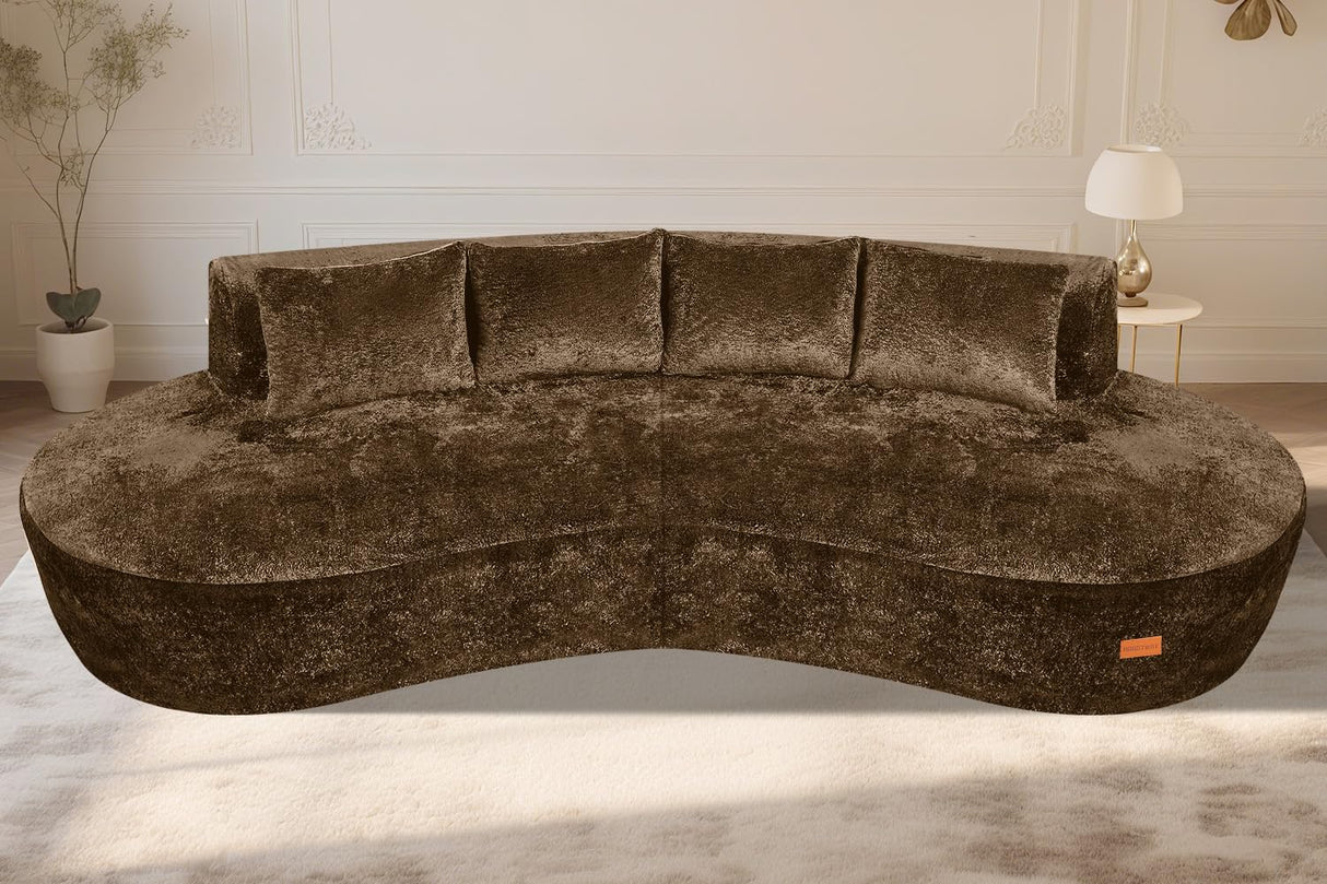 HABUTWAY 104'' Modular Sectional Sofa with Memory Foam Filled, Modern Curved Sofa Deep Seat Cloud Couch with 4 Pillows, No Assembly Required, Oversized Couches for Living Room Apartment Office, Brown HABUTWAY