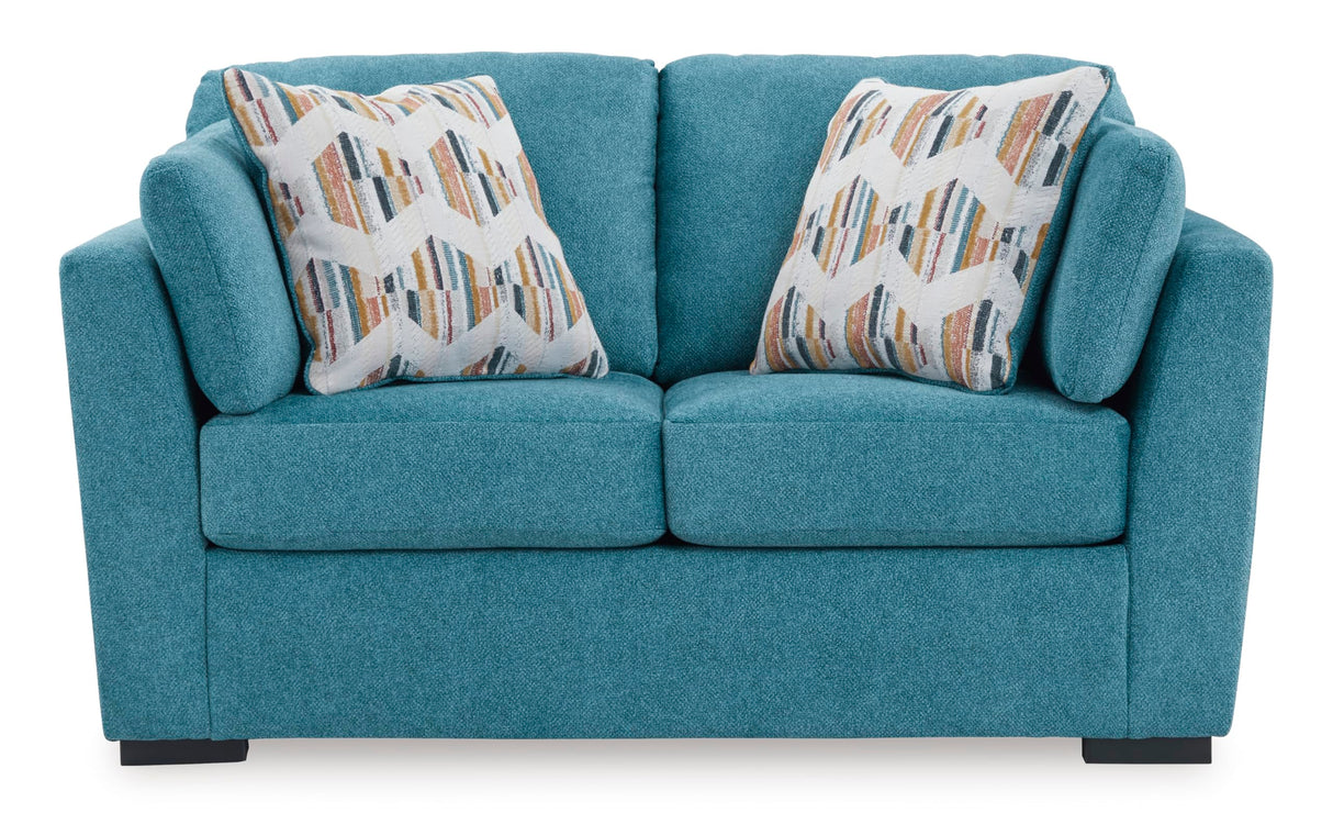 Signature Design by Ashley Keerwick Scandinavian Loveseat with 4 Toss Pillows, Blue Signature Design by Ashley