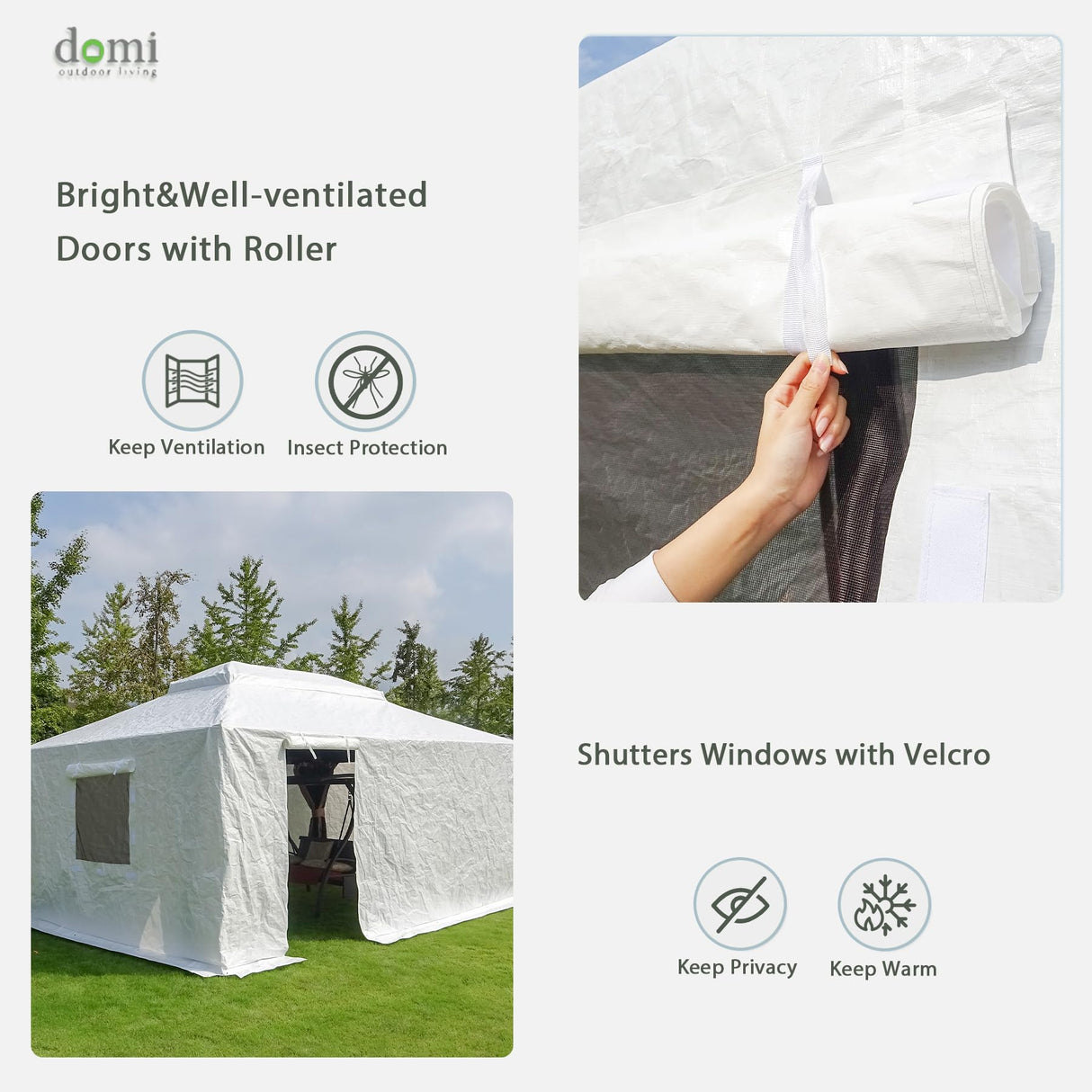 Domi 10' x 12' Universal Winter Gazebo Cover for Hardtop Gazebos,Outdoor Waterproof Enclosed Cover with Sidewalls and Mesh Windows,White (Gazebo not Included) domi outdoor living