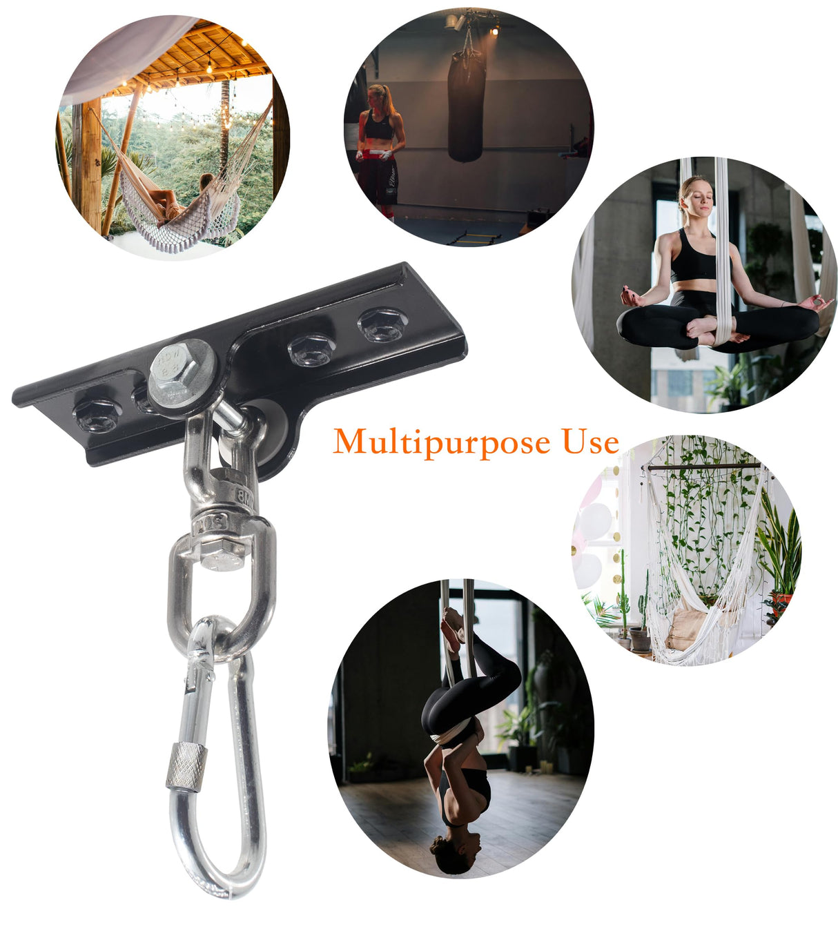 Upgraded 360° Swivel Heavy Bag Mount for Punching Bag Hanger. Heavy Bag Hanger for Yoga, Gym, Swing Chairs, and Hammocks Heavy Bag Mount. Punching Bag Hanger, Box Bag Hanger for Hanging Heavy Bag. Firofend