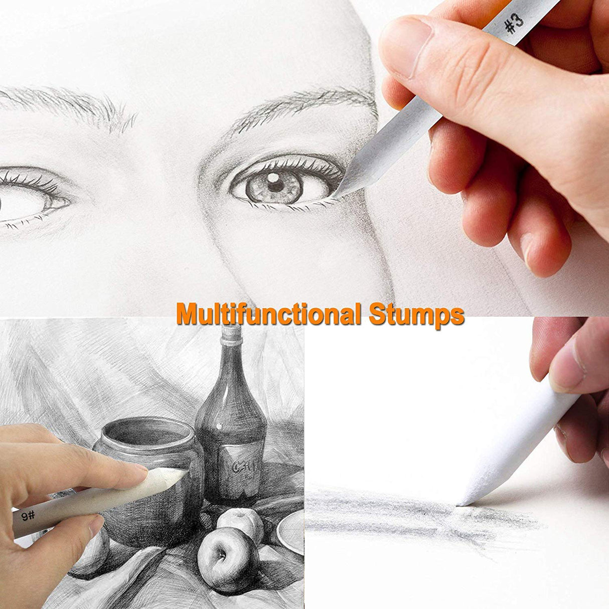 Cettkowns 36 Pieces Artist Blending Stump and Tortillion Art Blenders for Student Sketch Drawing Cettkowns