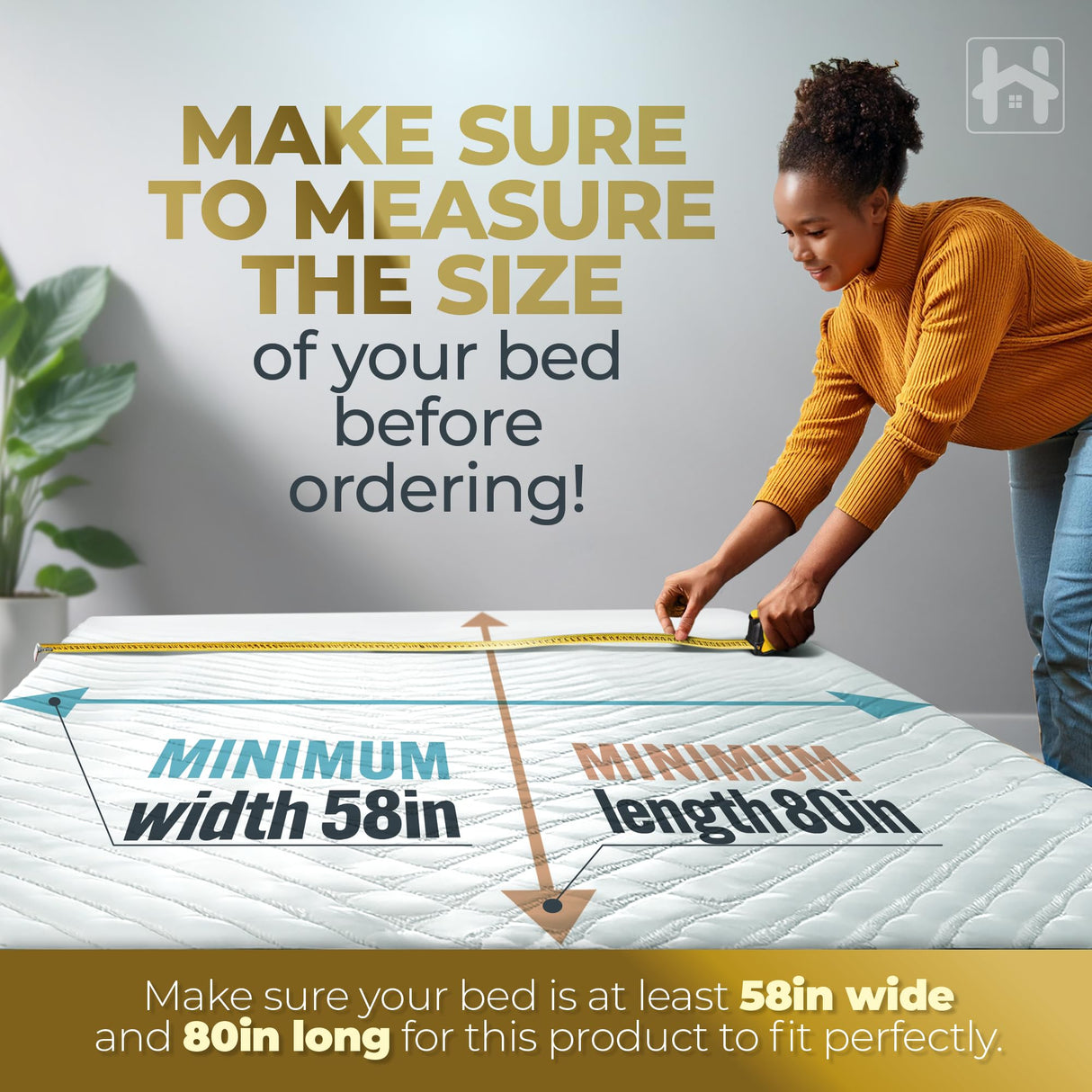 Golden Home Essentials 58in x 80in Bunkie Board Queen Size, Heavy Duty Bed Board for Under Mattress to Stop Sagging Mattress Golden Home Essentials
