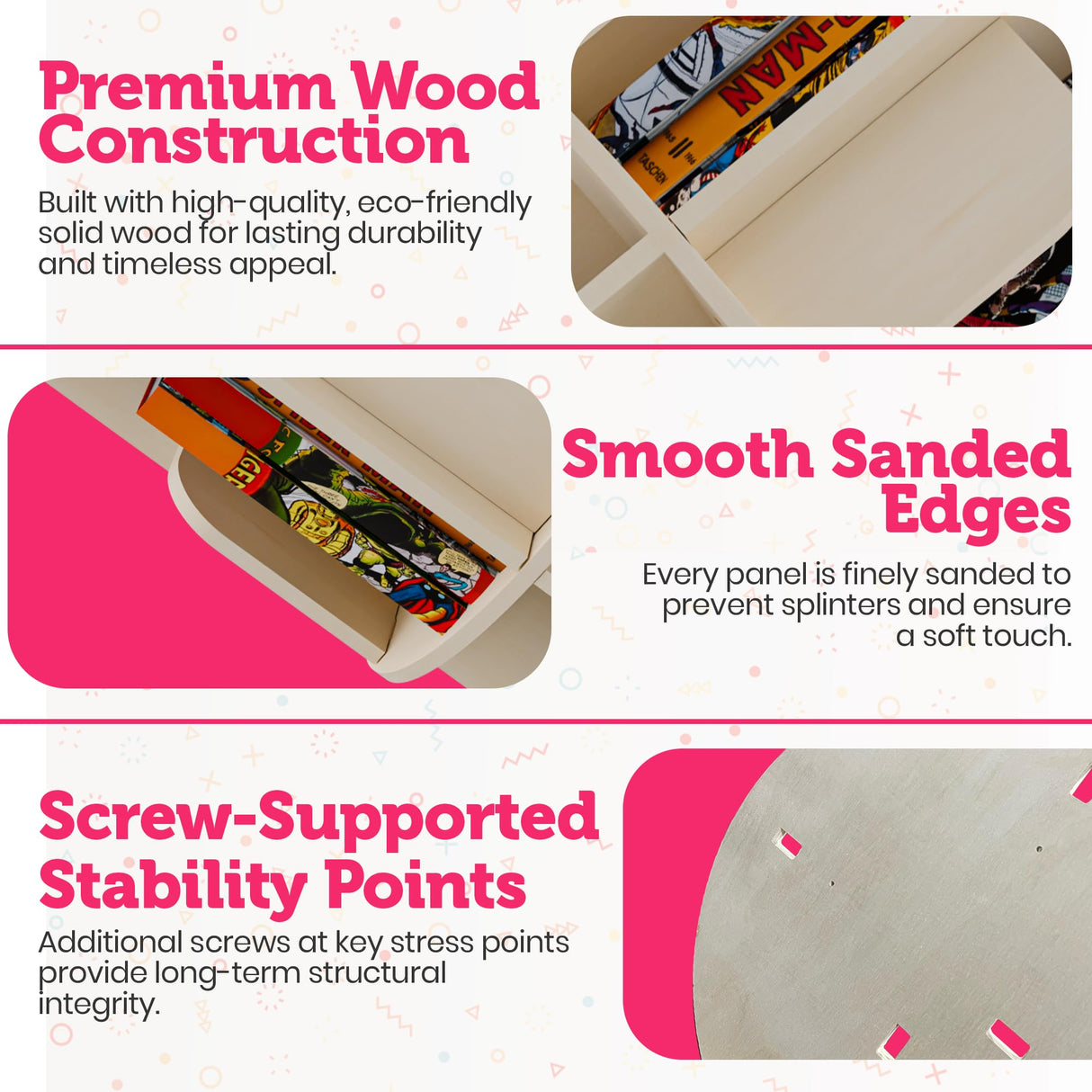 Rotating Kids Bookshelf – 3-Tier 360° Spinning Bookcase Tower, Solid Pine Wood, 12 Cubbies, Toddler Bookshelf Organizer & Lazy-Susan Storage for Nursery, Classroom or Playroom (Natural Finish) Sprinta