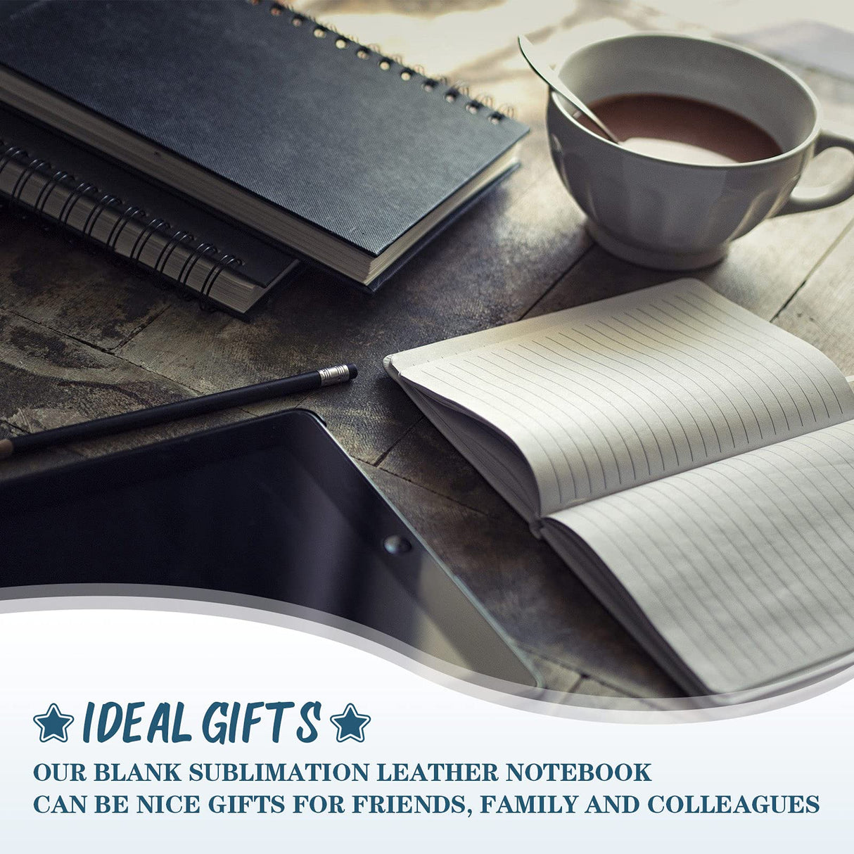 Zonon 2 Pcs Sublimation Journal Blank Notebooks A6 190 Pages Thick Faux Leather Notebooks Sublimation Notebooks Leather Sublimation Journal Notebooks for School Office Supplies, White Zonon