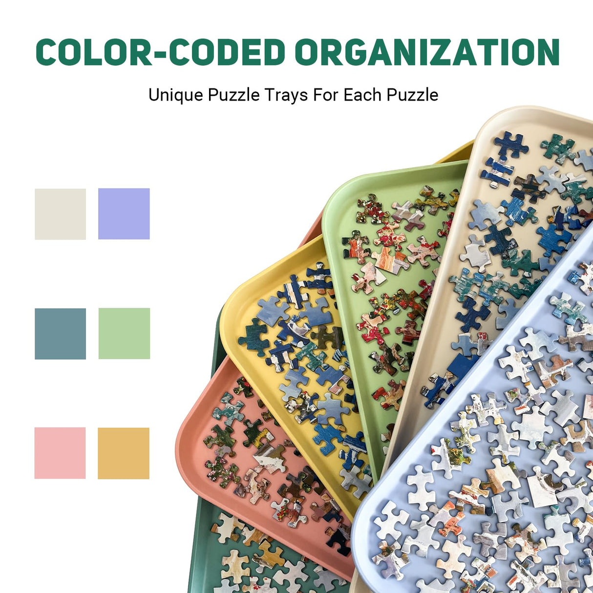 Nariolar 16.9" x 12" Extra-Large Puzzle Sorting Trays Stackable, 6 Pack Puzzle Sorter for Sorting 2000/3000/5000 Puzzle Pieces Nariolar