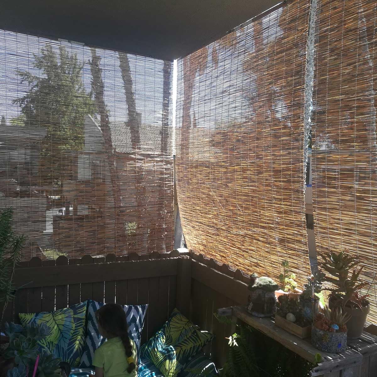 Natural Bamboo Blackout Roller Blinds - 80% Light Filtering Sunshade Curtain for Indoor & Outdoor Use DISPRA