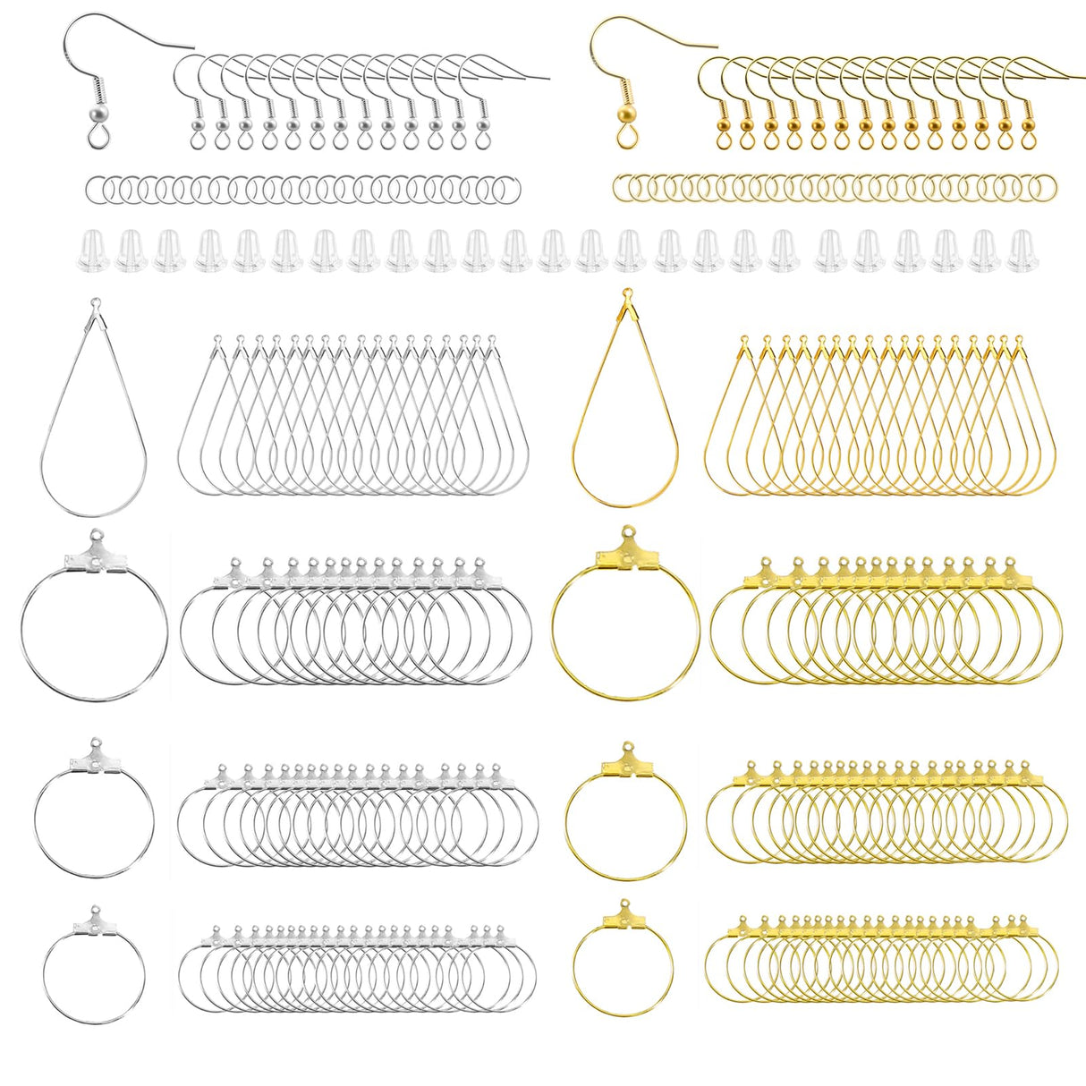 XKCWXY 483Pcs Earring Making Kit with Beading Hoop Earring Finding Component Accessories,Earring Hooks,Jump Rings,Earring Backs for Jewelry Making DIY Craft XKCWXY