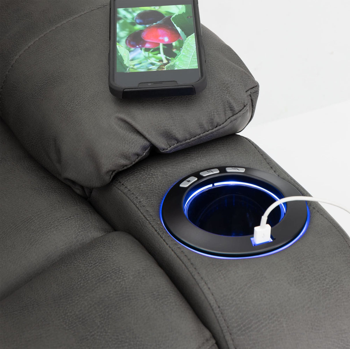 RecPro Charles 58" Powered Double RV Wall Hugger Recliner Sofa RV Loveseat with Upgraded 2023 Fabric (Gunmetal) RecPro