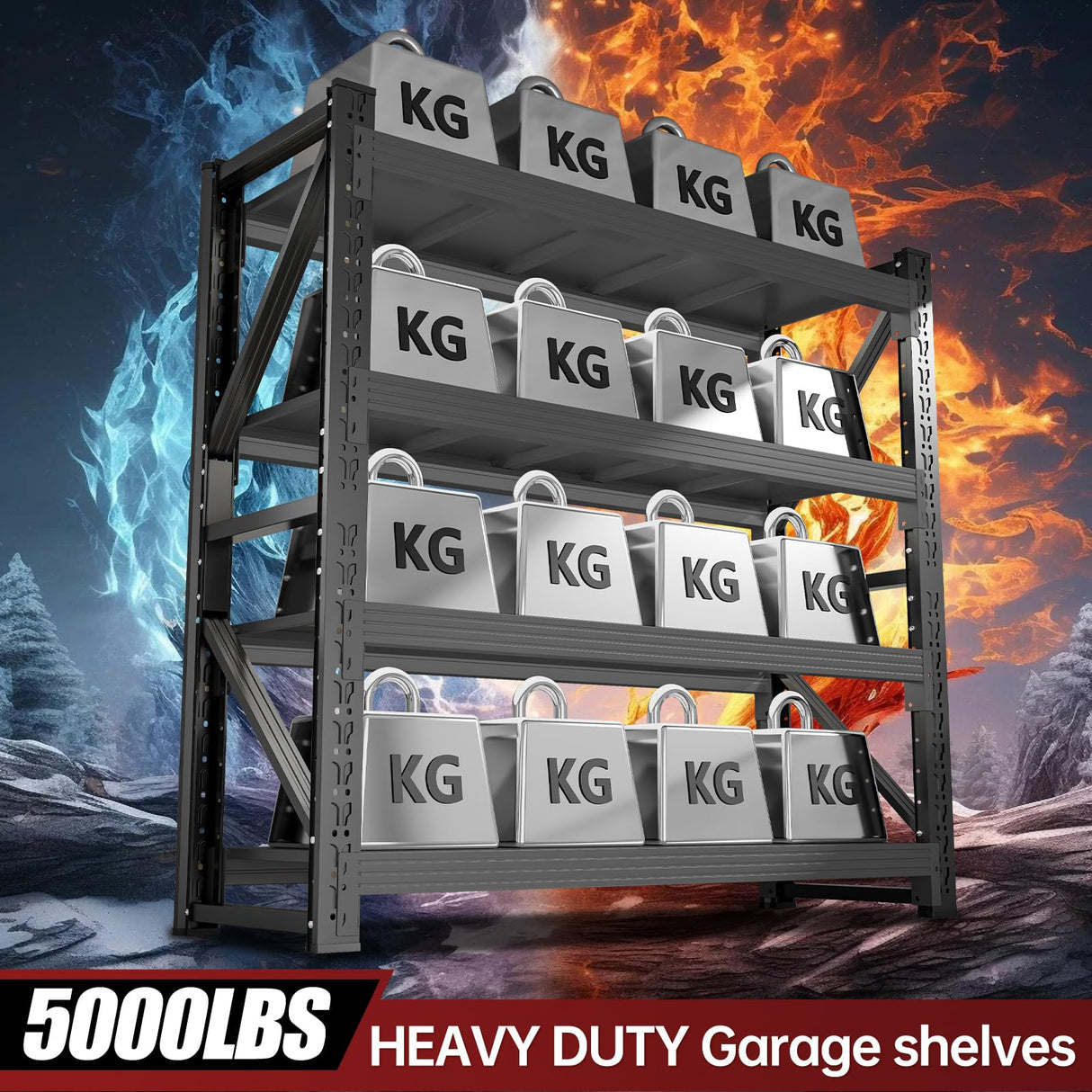 IYANEN 60" W Storage Shelves Heavy Duty, 4 Tier Metal Garage Shelving Units, 5000LBS Heavy Duty Adjustable Shelf, Garage Storage Rack, Industrial Shelving for Shop, Warehouse,60" W x 24" D x 79" H IYANEN