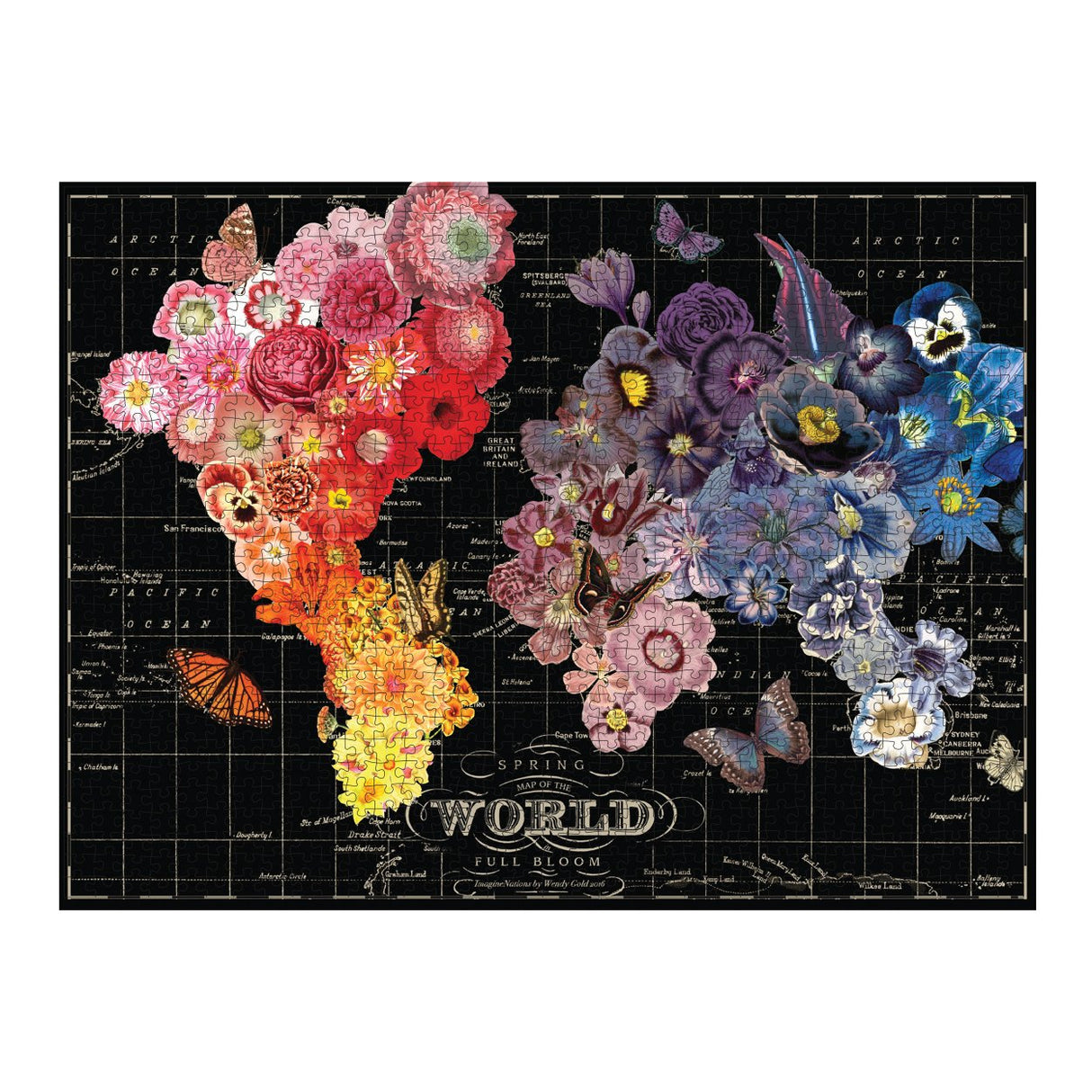 Galison Full Bloom World Map Puzzle, Multicolor, 1 EA Galison