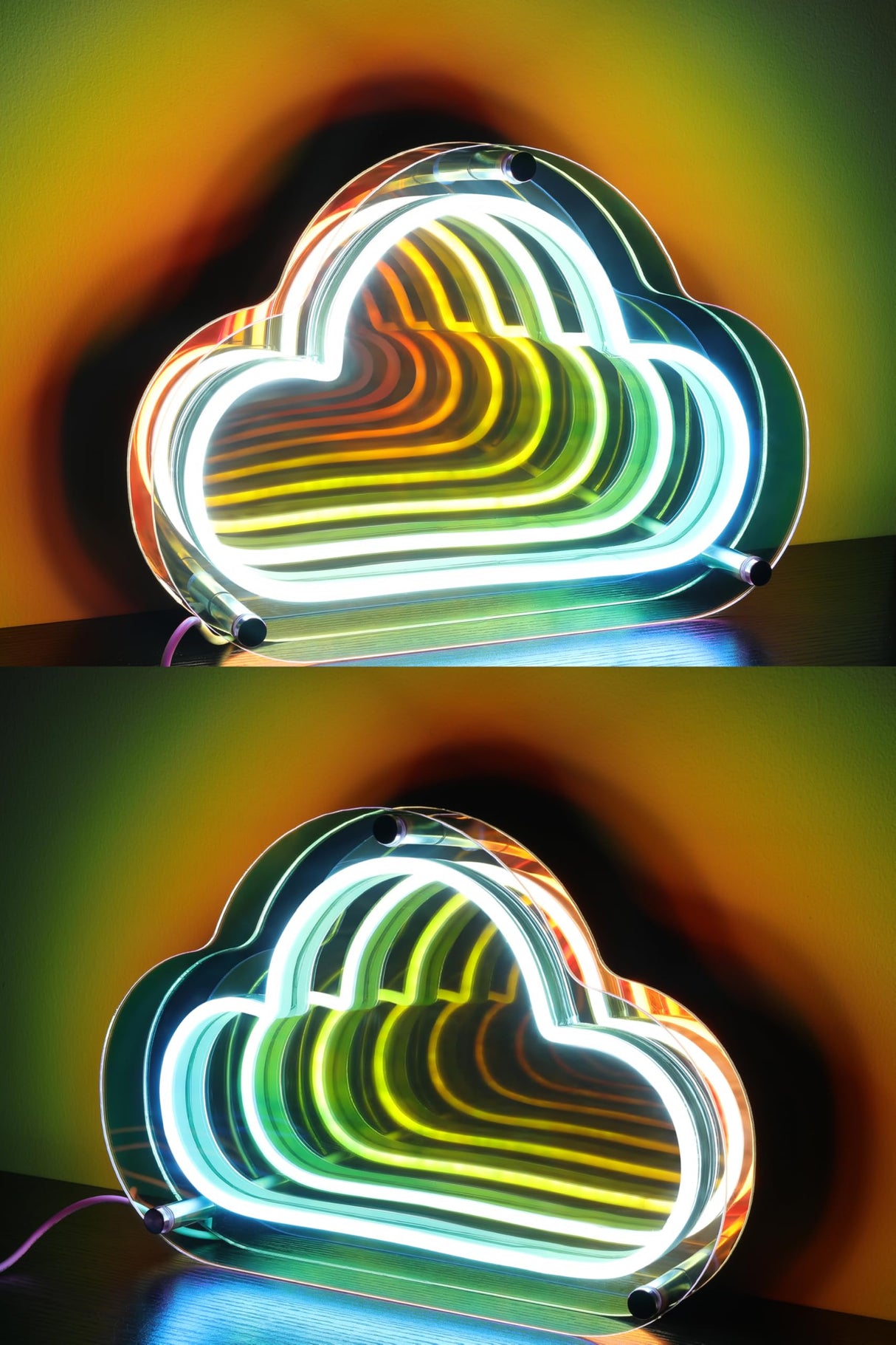 Fariita Infinity Cloud Neon Sign Light Up Infinity Mirror Double-Layer Acrylic Light Cloud LED Lamp with USB Power Bar Home Table Decor Gifts for Birthday Mather's Day Housewarming Congrats Grad Fariita