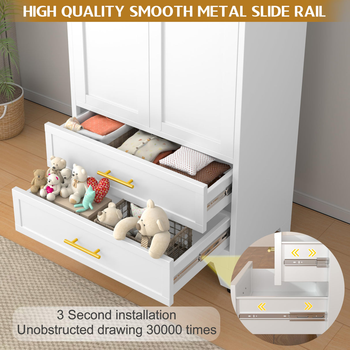 GAIOUS Steel Pantry Cabinet, 71" Metal Storage Cabinets with 2 Doors, 2 Adjustable Shelf and 2 Drawers, Freestanding Storage Cabinet for Bedroom, Kitchen, Living Room, Home Office (White) GAIOUS