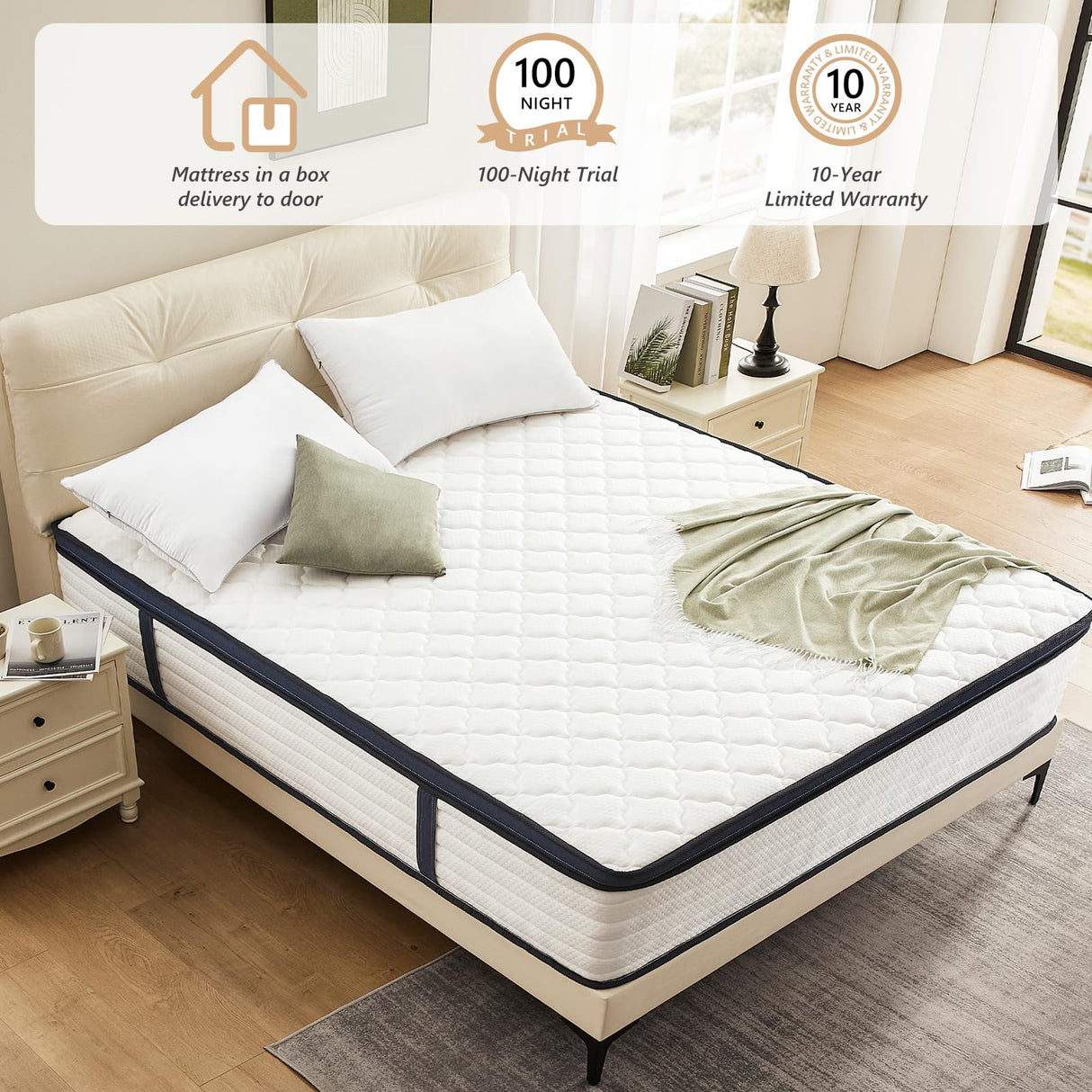 Ablyea Mattress King Size Bed 14 inch Hybrid Mattresses with Pocket Coils Springs, Pressure Relieve, Motion Isolation, Edge Support, CertiPUR-US & Oeko-TEX Certified Medium Firm Ablyea