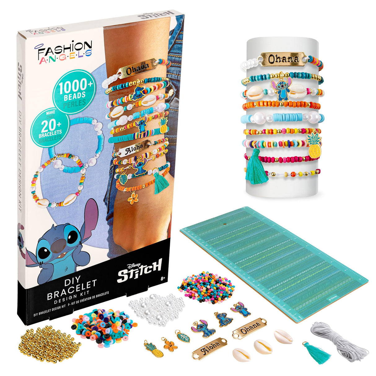 Fashion Angels Disney Stitch DIY Bracelet Making Kit, Includes 1,000+ Shell Beads, Tassels, & More, Lilo & Stitch Collectable Jewelry for Kids, Teen Girls & Boys Fashion Angels
