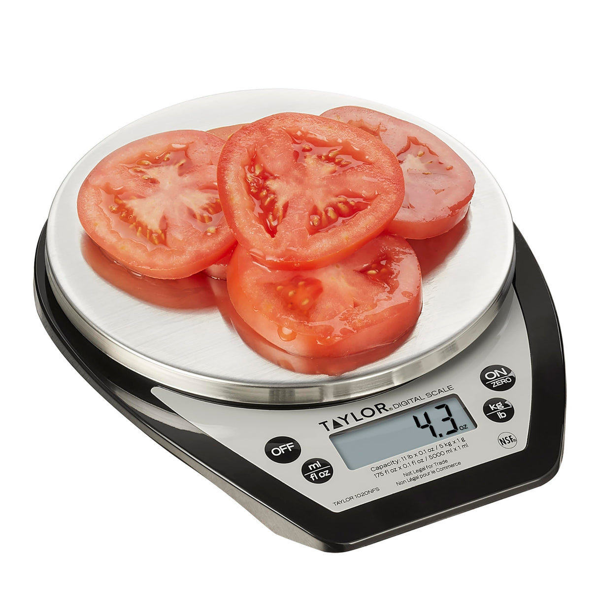 Taylor 1020NFS Compact Digital Scale, Multi-Functional Food Scale for Precise Weight Measuring and Portion Control, Tare Function, NSF, Stainless Steel Platform Taylor