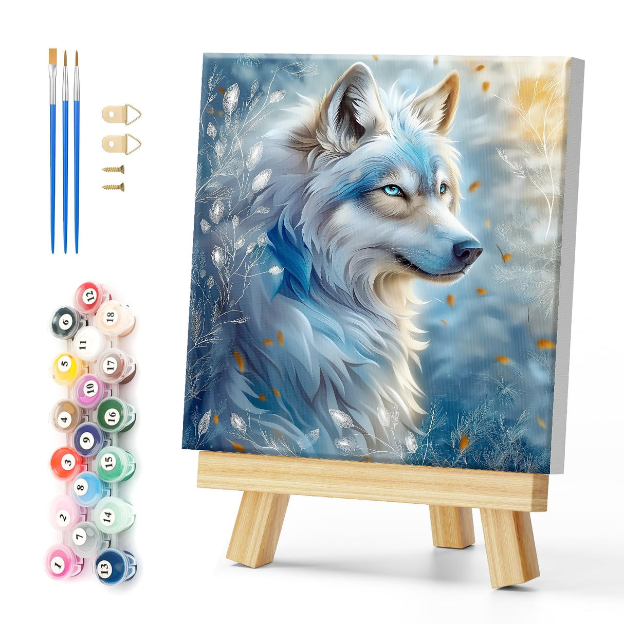 Natuyalo Wolf Paint by Number for Adults Framed, Easy Paint by Numbers for Adults Beginner with Frame, Animals DIY Acrylic Painting by Numbers for Home Wall Decor 12x12 Inch Natuyalo