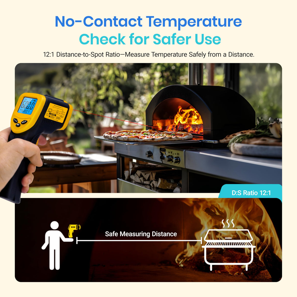 Etekcity Infrared Thermometer Laser Temperature Gun 774, Meat Food Candy Oven Thermometer for Griddle Accessories, Heat Gun for Cooking Refrigerator Tools, Yellow, -58ยฐF to 842ยฐF Etekcity