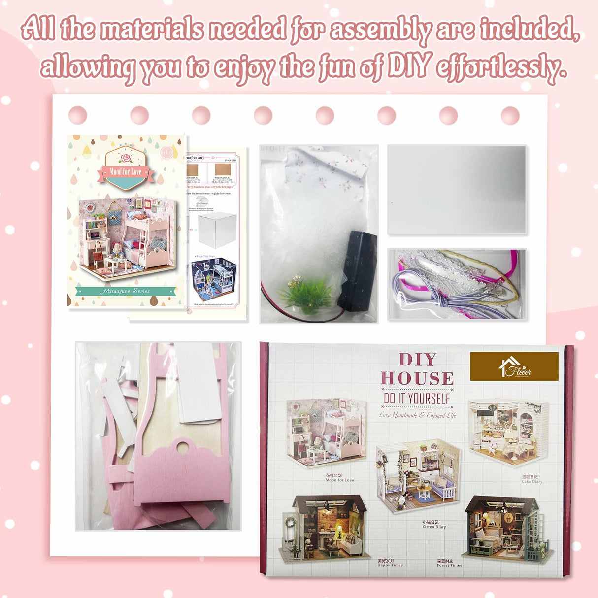 Flever Dollhouse Miniature DIY House Kit Creative Room with Furniture and Cover for Romantic Artwork Gift(Mood for Love) Flever