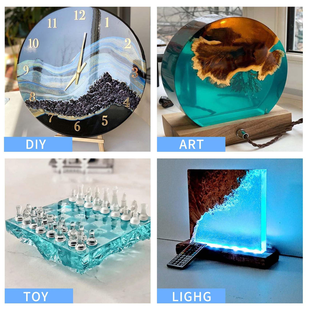 Deep Pour Epoxy Resin, 1.5 Gallon 2-4" Pour Depths Epoxy Resin Kit Crystal Clear High-Gloss No Bubble Self Leveling for DIY Molds Wood River Table Flower Preservation Top Mold Crafts Mix 2:1 Ratio Myqiuf