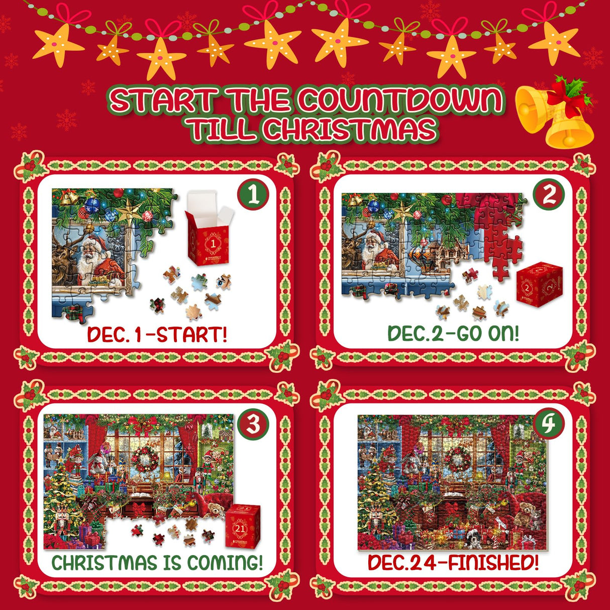 Christmas Room Puzzles for Adults 1000 Piece Winter Cat Dog Art Holiday Jigsaw Puzzles Impossible Challenging Puzzle for Adults As Home Decor BUAHA