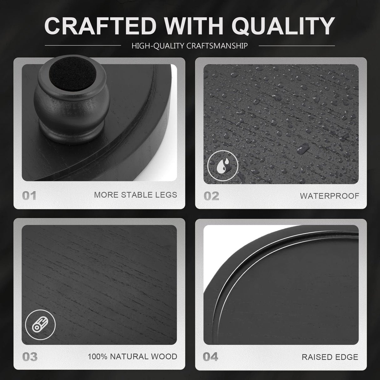 EOSAHR Modern Wood Riser for Display : Farmhouse Pedestal Stand for Kitchen Counter and Home Decor, Round Waterproof Display Tray for Soap on Sink (Black) EOSAHR