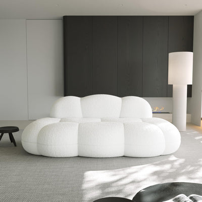 JACH 3 Seater Cloud Sofa for Living Room, Modern Sherpa Upholstered Sofa, Minimalist Leisure Couch, Comfy Cloud Couch for Apartment, Small Space, No Assembly Required (White)