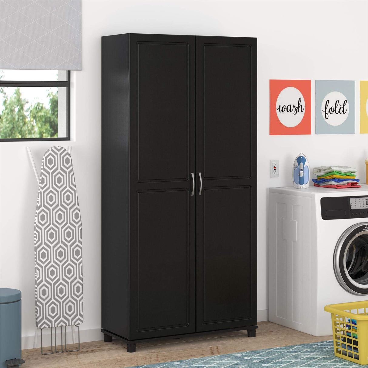 Systembuild Evolution Kendall 36" Utility Storage Cabinet, Black SystemBuild