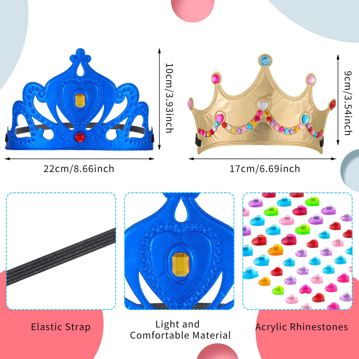 JOELELI 31pcs Crown Craft for Kids, 24pcs Foam Princess Tiara Crowns with Gem Diamond Tattoo Sticker- Make Your Own Queen King Crown Hat for Boys Girls, DIY Craft Princess Party Suppies Hats JOELELI