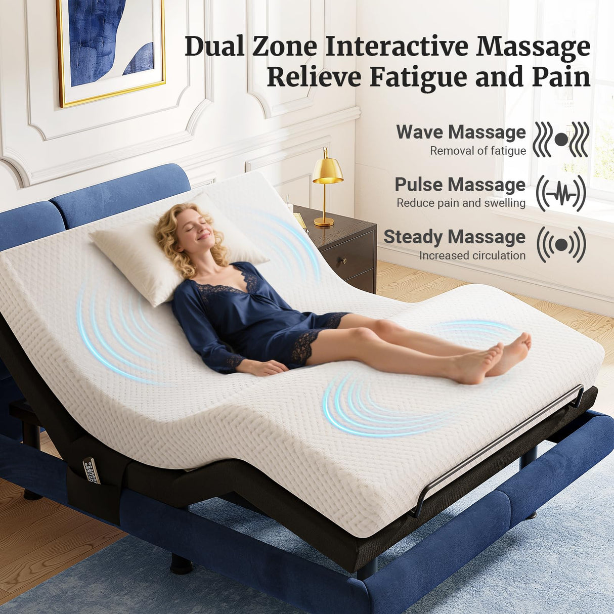 Tami Tami T600 Adjustable Bed Frame Split King Size with Remote & Massage - Syncable Electric Beds Bases, Zero Gravity, Dual Side USB, Nightlight, Quiet Motor, 5 Min Easy Assembly Tami Tami