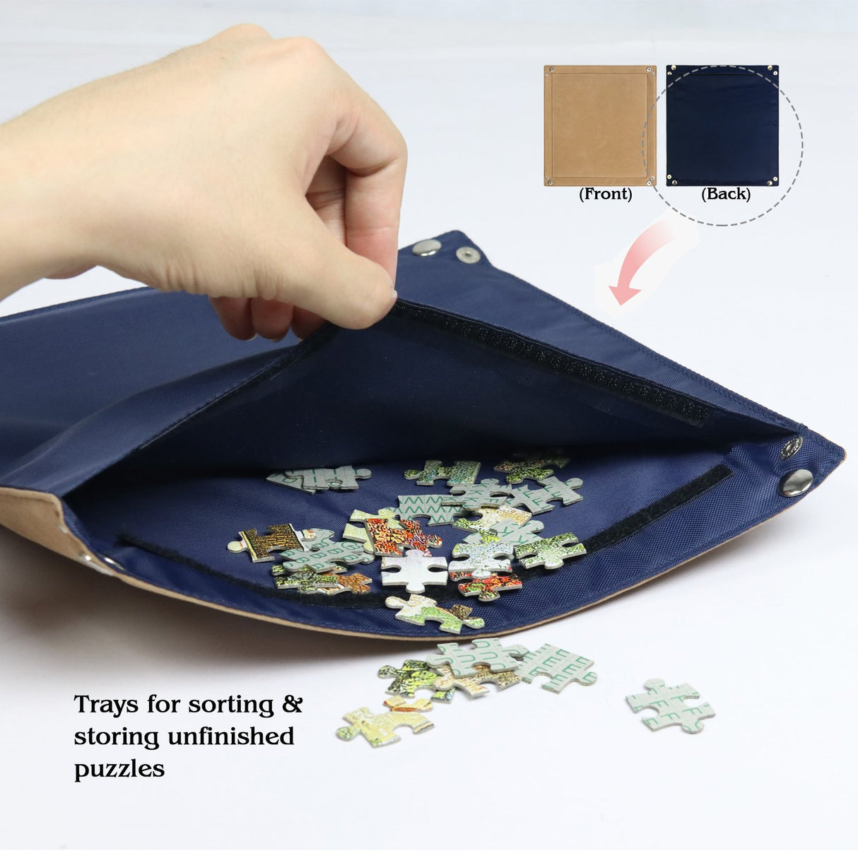 Lavievert 1500 Pieces Jigsaw Puzzle Board with Padded Cover, Portable Puzzle Case with 6 Sorting Trays, Puzzle Caddy Puzzle Storage Saver with Non-Slip Surface for Adults and Kids LAVIEVERT