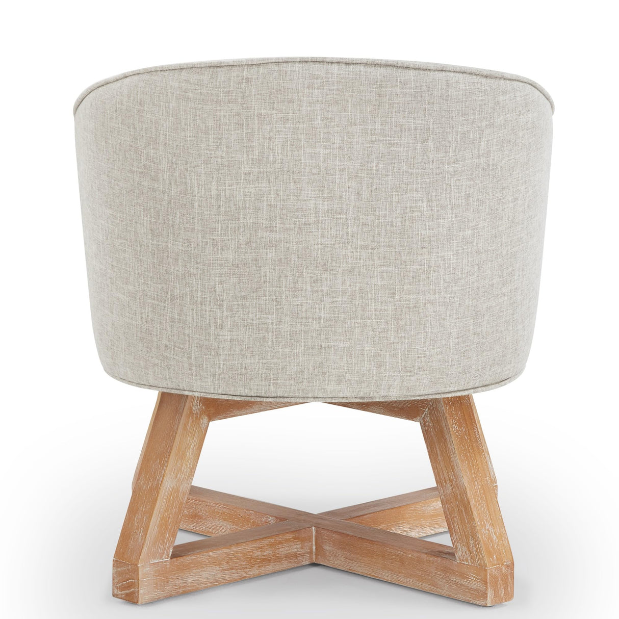 KEIKI Swivel Barrel Chair with Cross-Shaped Wooden Base,Linen Upholstered Lounge Accent Armchair, Small Single Sofa Seating for Bedroom, Office, Living Room, Light Gray KEIKI