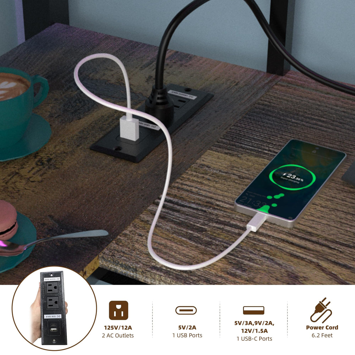 SAHISTCT Twin Size Loft Bed with Desk, LED Lights, Charging Station, Industrial Loft Bed Frame with 3 Storage Shelves and 8 Fabric Drawers, Safety Guard & Ladder,LED Metal Twin Size Bunk Bed SAHISTCT