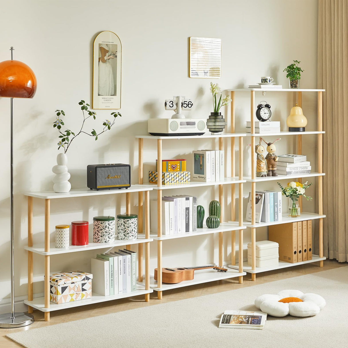 IBUYKE Modern 5-Tier Freestanding Wooden Bookcase - Stylish Multi-Purpose Organiser in White IBUYKE