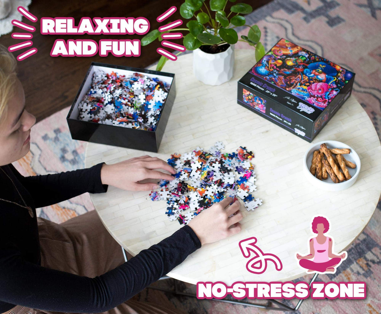 Cosmic Crunch Breakfast Cereal Monster Puzzle by Joe Simko | 1000 Piece Jigsaw Puzzle Toy | Interactive Brain Teaser for Family Game Night | 29 x 20 Inches Toynk