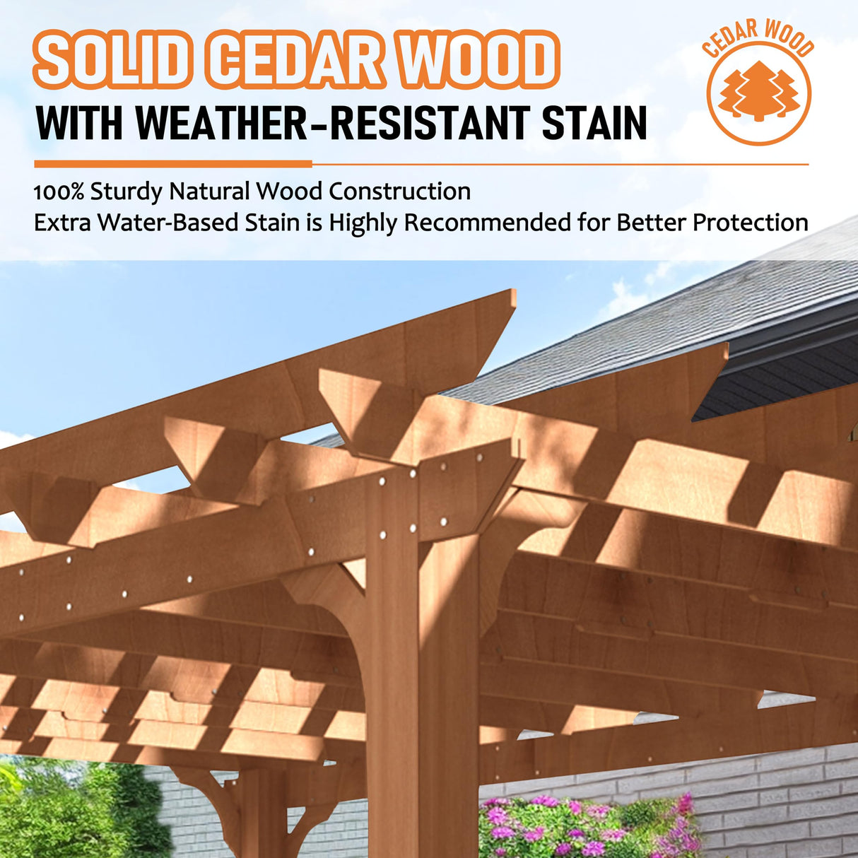 VEIKOU 12x20 FT Cedar Wood Pergola, Outdoor Pergola with 5.5” Thick Snow Wind Support Structure, Pergola Kits with Stakes, Slatted for Patio, Backyard, Garden VEIKOU