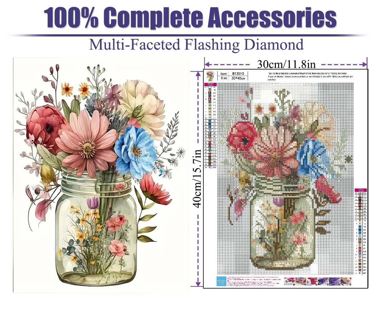 BOHADIY Diamond Art Kits for Adults - Daisy Diamond Painting for Beginners, Diamond Dots Round 5D Full Drill Paint with Diamonds Pictures Gem Art Painting Kits DIY Crafts Kits Flower Bottle 12x16in BOHADIY