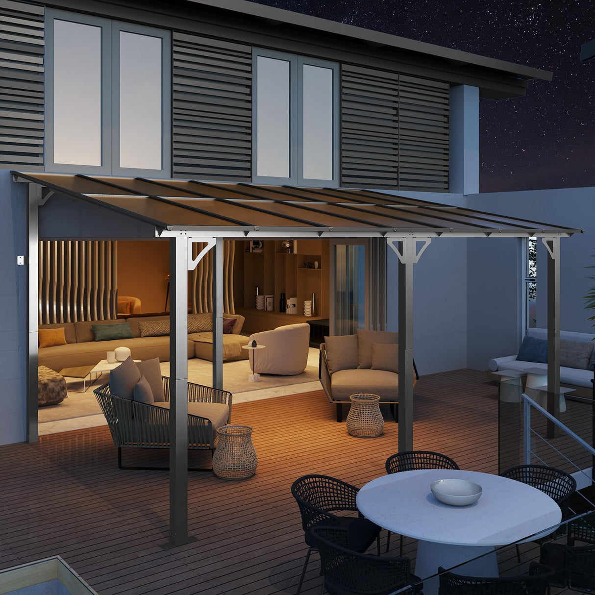 Arlopu 10'x 14' Gazebo Pergola, Outdoor Aluminum Lean to Hard Top with Sloped Roof, Large Wall-Mounted Heavy Duty Awnings for Patio, Garden, Decks, Backyard and More Arlopu