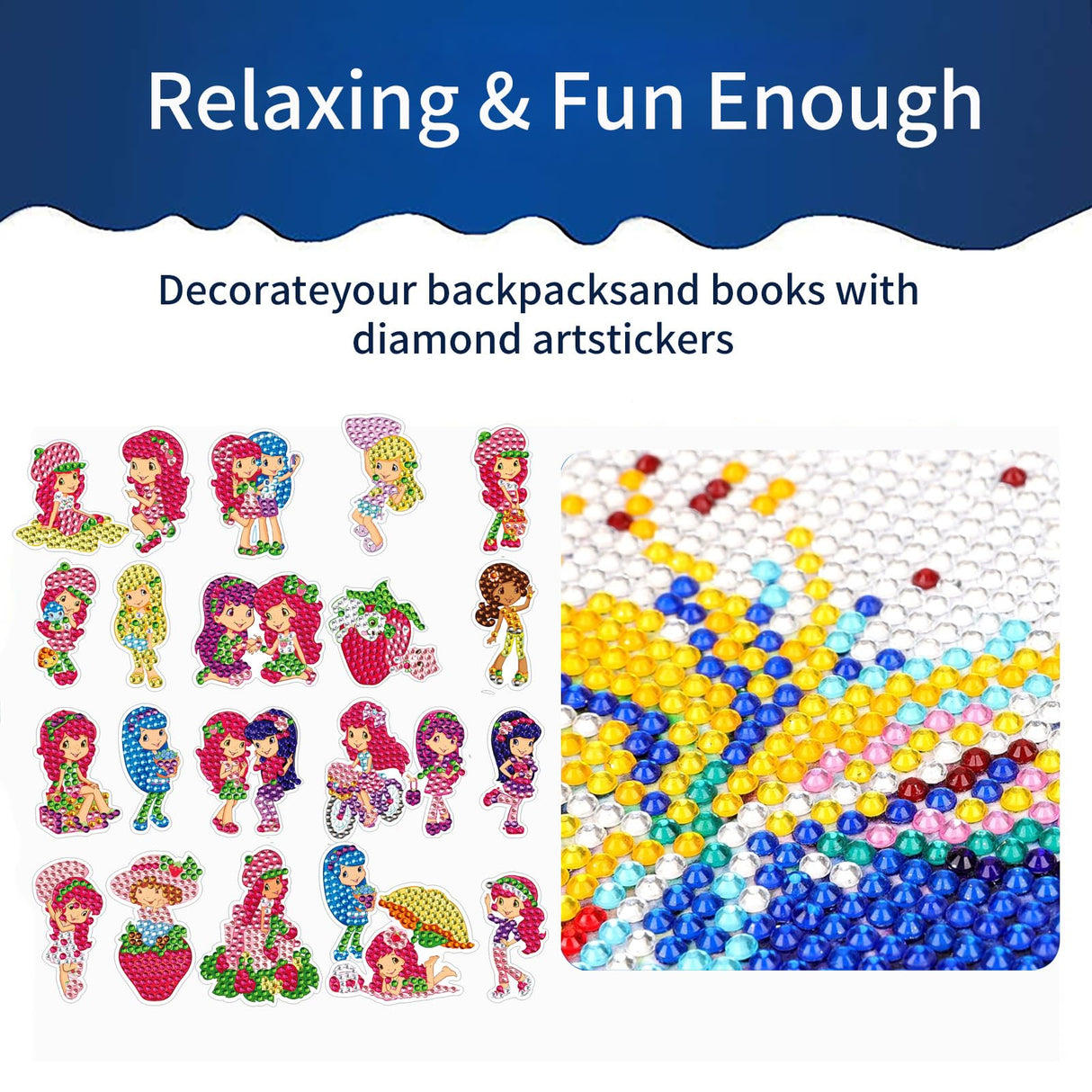 FLYSONG Diamond Art Kits for Kids Adults,DIY Cartoon Princess 22 Pcs Creative Diamond Art Stickers - Gem Painting Craft Mosaic Stickers by Number Kits (Cartoon Princess) FLYSONG