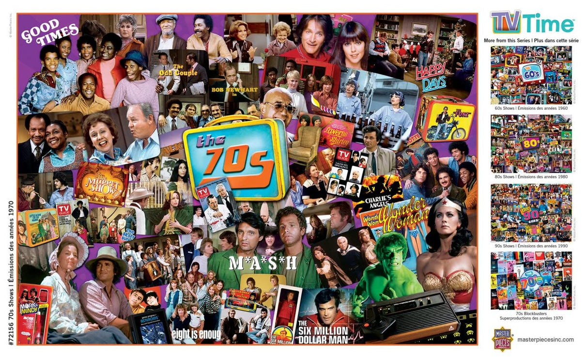 MasterPieces 1000 Piece Jigsaw Puzzle - Nostalgic 70's Television Shows - Retro Entertainment Fun for Adults, Family, Or Youth - 19.25"x26.75" Masterpieces