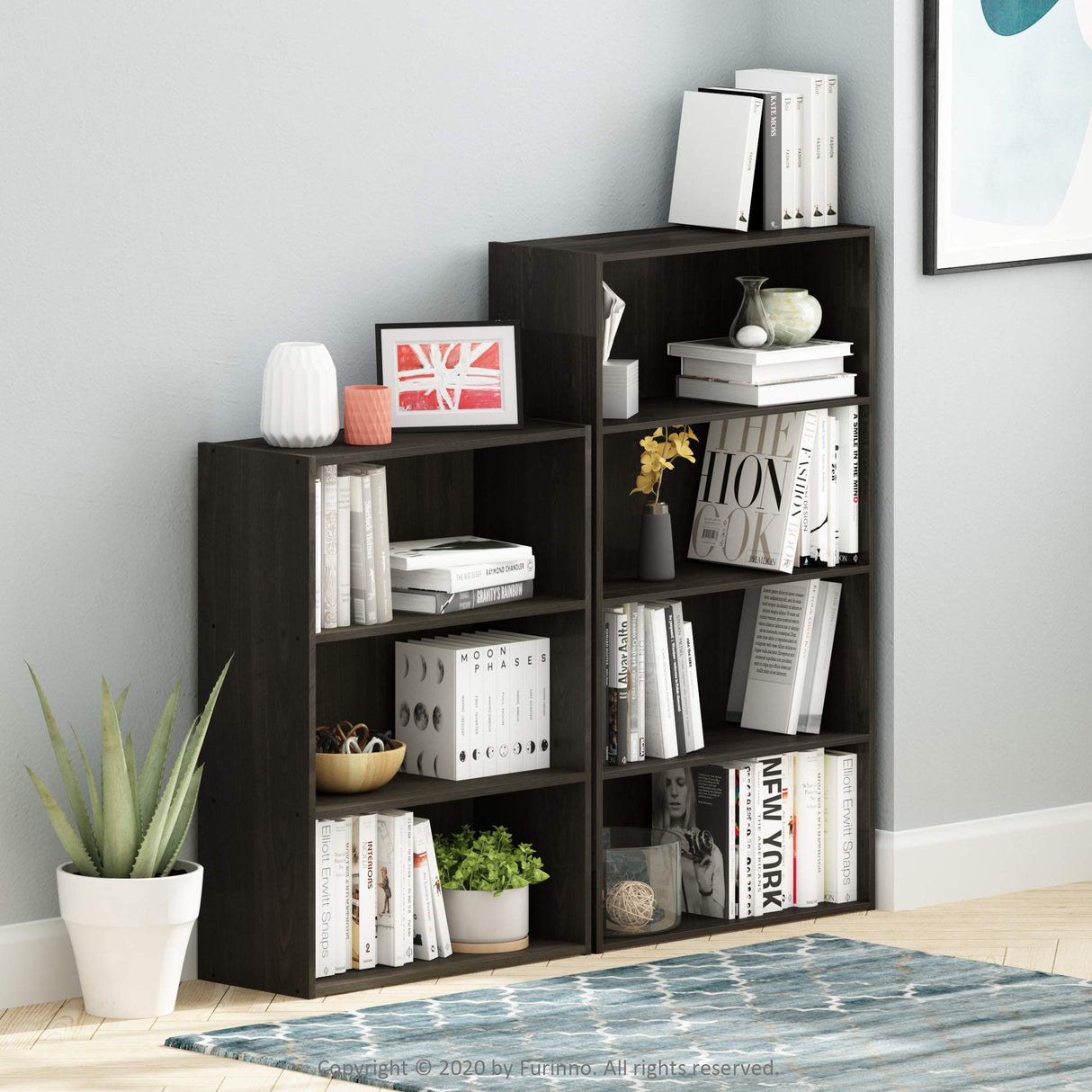 Furinno Pasir 3-Tier Open Shelf Bookcase, Dark Espresso Furinno