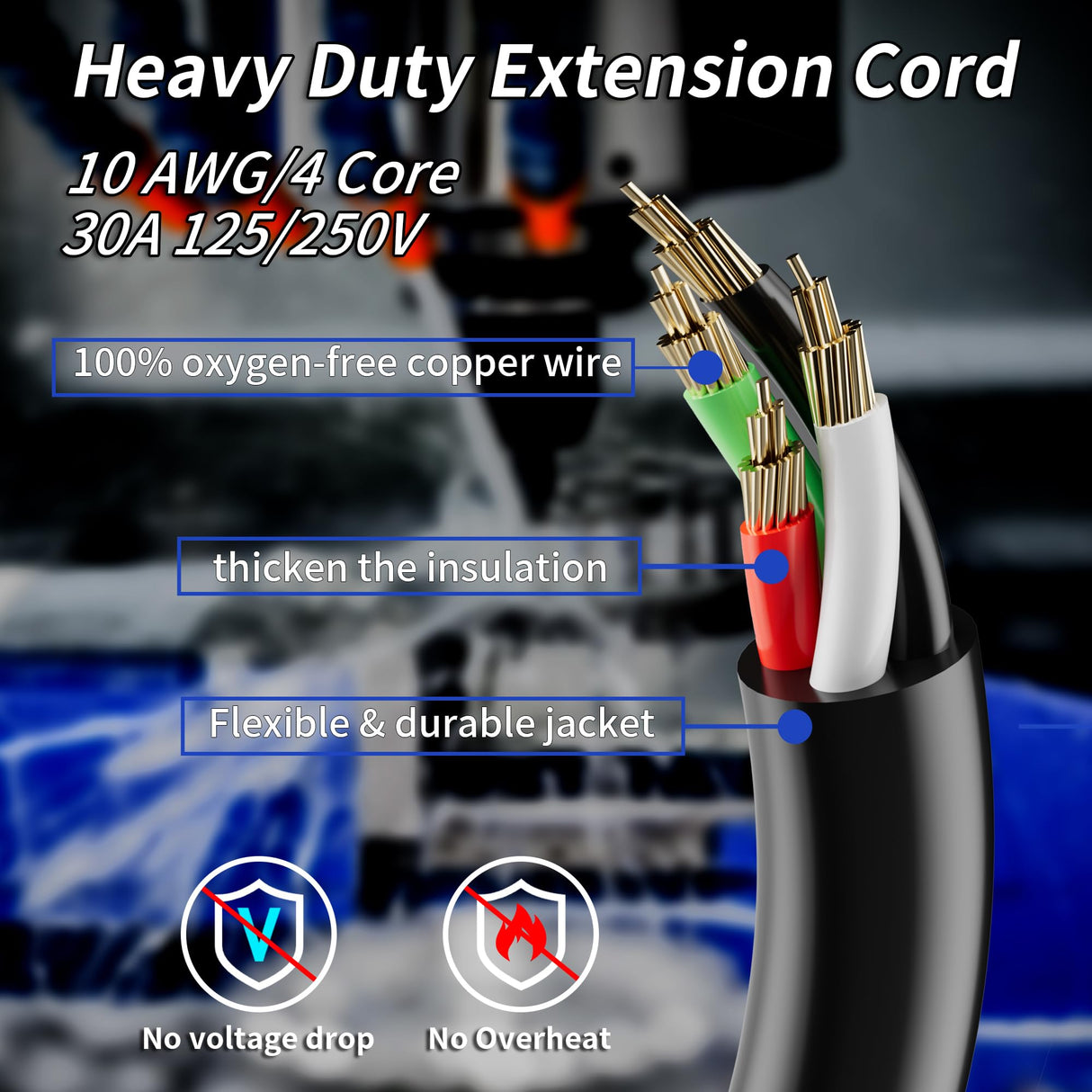 Elecan Dryer EV Extension Cord 40 FT, 4 Prong 30 Amp NEMA 14-30P to 14-30R Extension Cord Cable for Dryer Power Extension and Level 2 EV Charging Tesla,Heavy-Duty,Waterproof,10AWG 125/250V-ETL-Blue Elecan