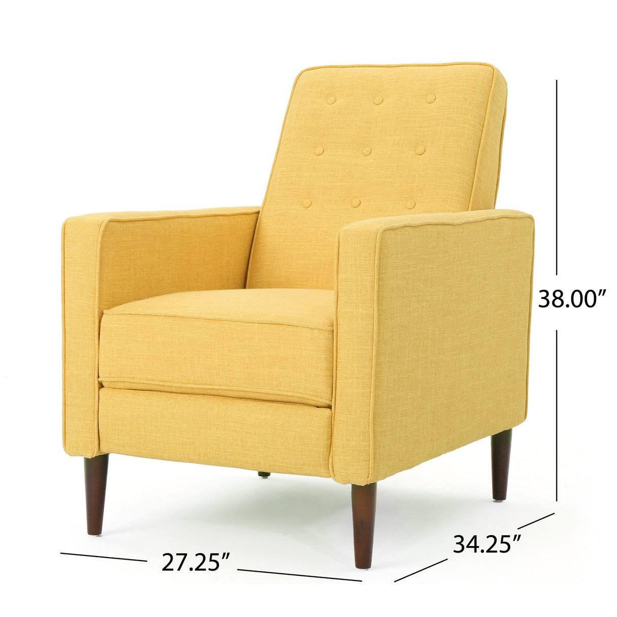 CHRISTOPHER KNIGHT HOME Mason Mid-Century Modern Tuft Back Recliner (Qty of 1, Fabric/Muted Yellow). GDFStudio Christopher Knight Home