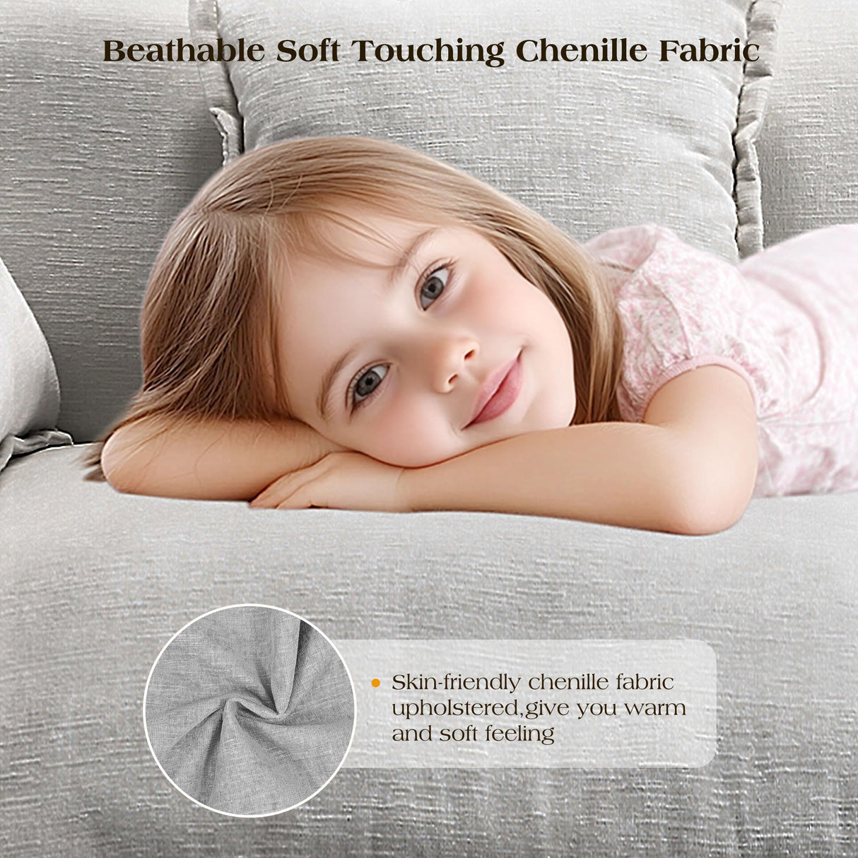 77.6" Modular Sectional Sofa,Loveseat Couch for Living Room, Modern Deep Seat Sofa 2 Seater Chenille Fabric Comfy Cloud Couches with Throw Pillows for Apartment,Small Spaces Hanherry