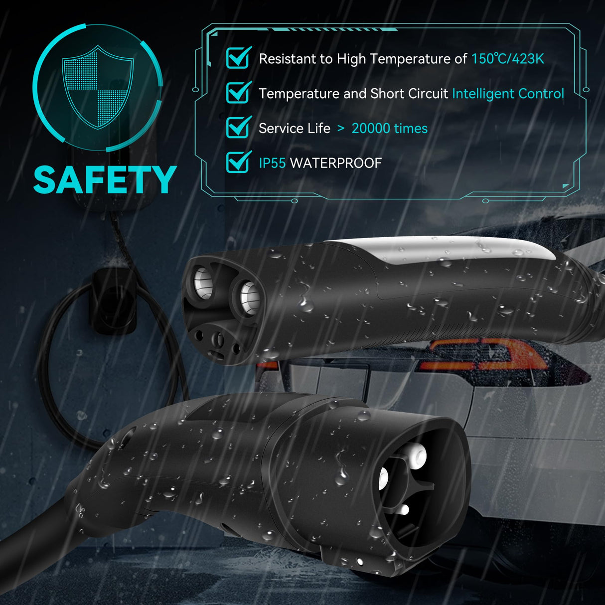 TRFIKNE 21ft/ 6M Tesla Extension Cord, Max 50A 12KW Tesla Charger Extension Cable, Tesla Charging Cable for Model Y/3/S/X, Fits All Tesla Mobile Chargers or Wall Connectors, Tesla EV Extension Cord TRFIKNE