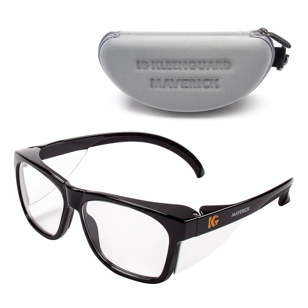 KLEENGUARD™ V30 Maverick™ Safety Glasses (56567), Clear Lenses with KleenVision™ Anti-Fog coating, Black Frame, Carrying Case, Eyewear for Men and Women KLEENGUARD