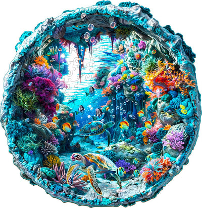Jigfoxy Wooden Puzzle for Adults, 3D Visual Ocean Wooden Jigsaw Puzzles for Adult, Unique Animal Shape Wood Cut Puzzles, Christmas Thanksgiving Gifts for Friends Family (S-8.5 * 8.5in-100pcs)