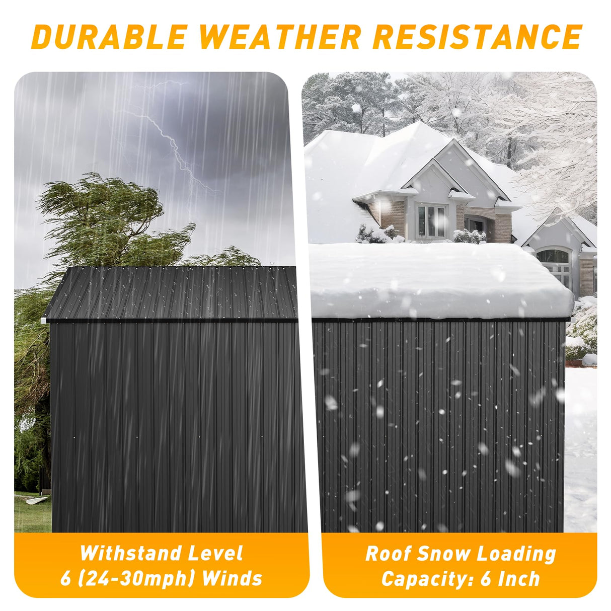 Breezestival 8'x4' Shed Galvanized Steel Storage Sheds with Triple Doors Utility Sheds for Vertical Storage, Dual Lock Lean to Shed with Sloped Roof for Mower, Bike, Garden Tools (Black) Breezestival